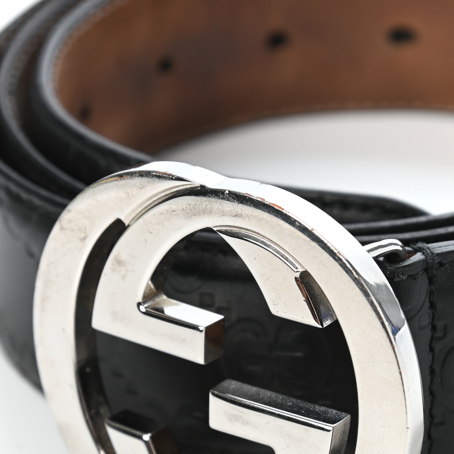 Gucci Guccissima Signature Interlocking G 40mm Belt 105 42 Black 6 of 7