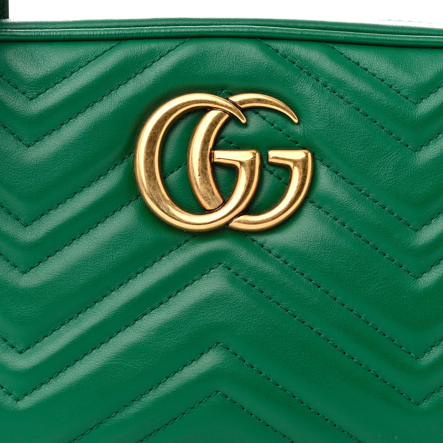 Gucci Calfskin Matelasse Small GG Marmont Chain Shoulder Bag Emerald Green 9 of 11