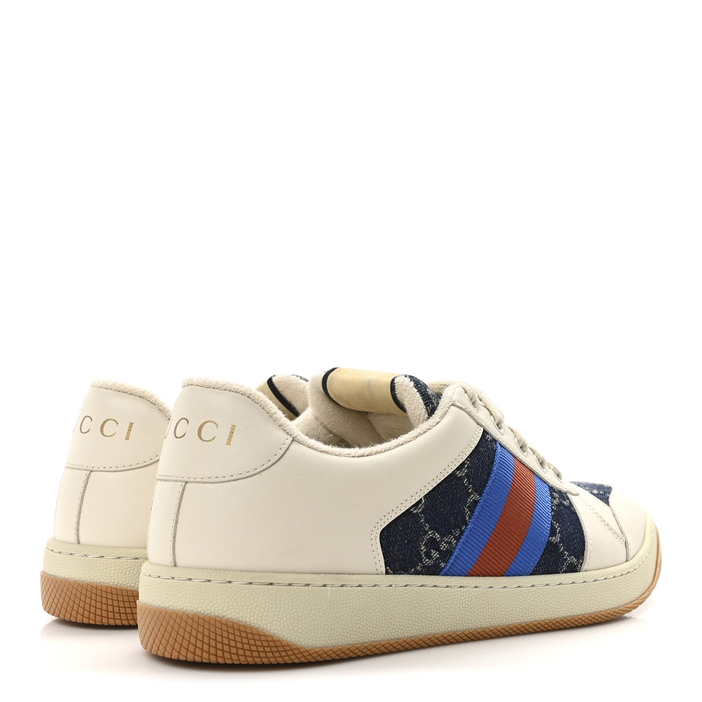 Calfskin Denim Web Womens Screener Sneakers 40.5 Mystic White Dusty Milk