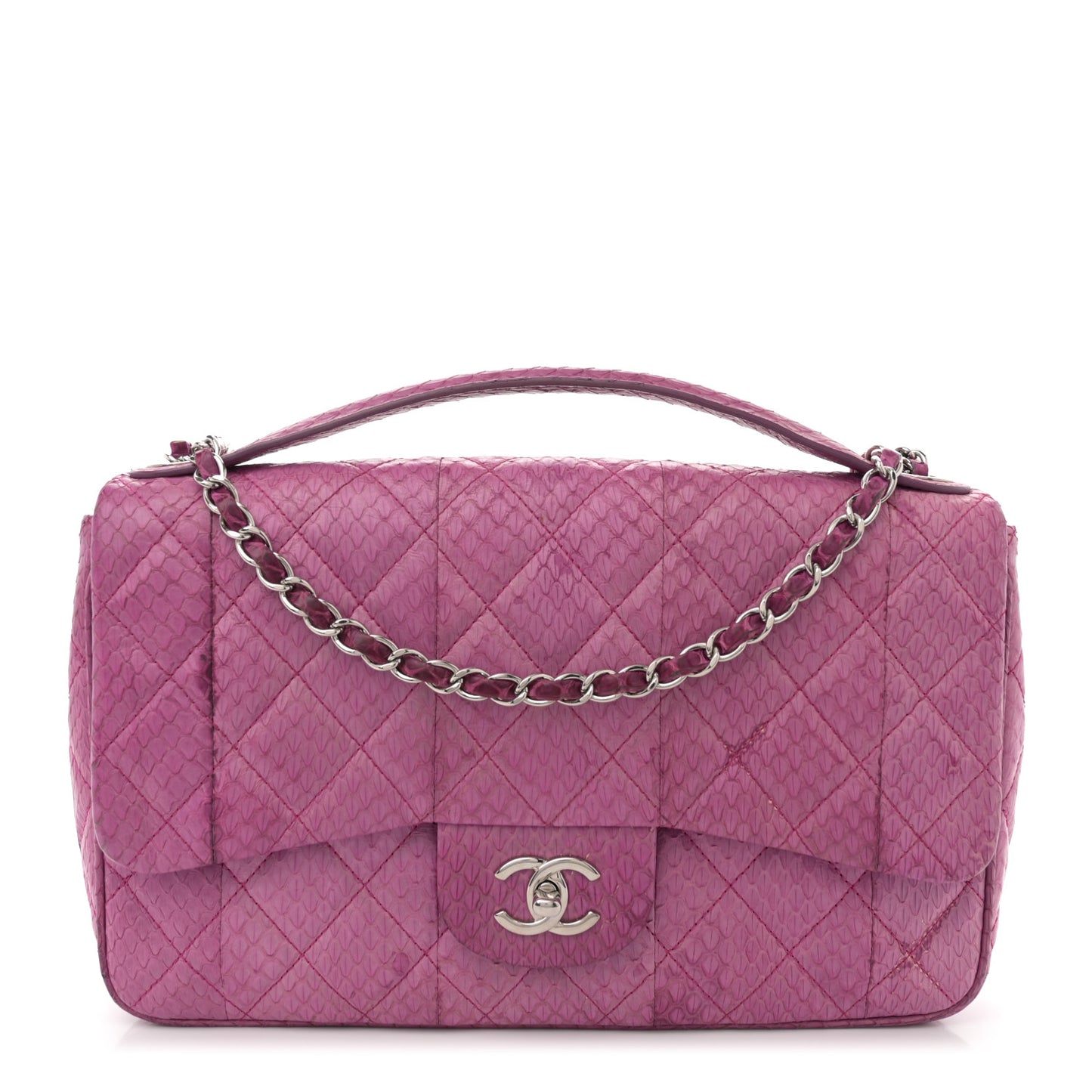 Elaphe Snakeskin Quilted Jumbo Easy Carry Flap Purple