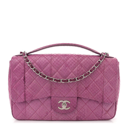 Chanel Elaphe Snakeskin Quilted Jumbo Easy Carry Flap Purple 1 of 13