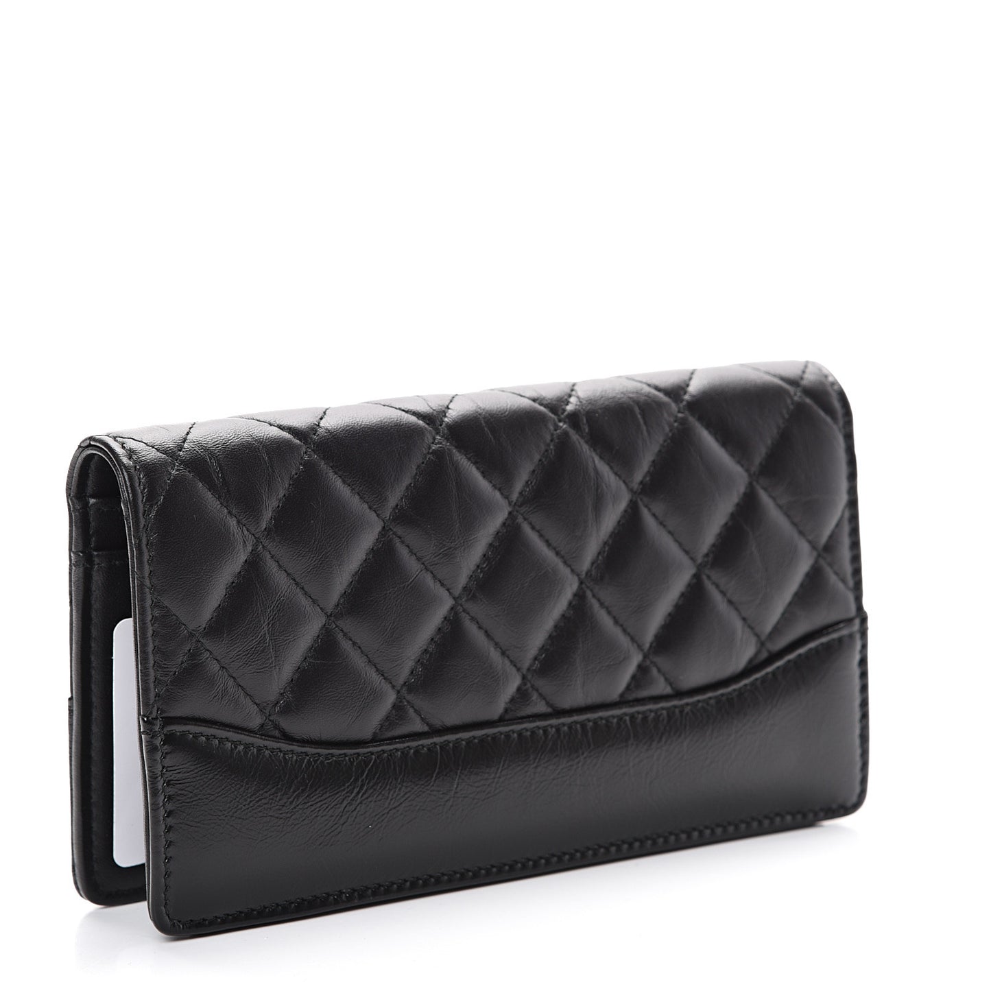 Aged Calfskin Quilted Gabrielle Yen Wallet Black
