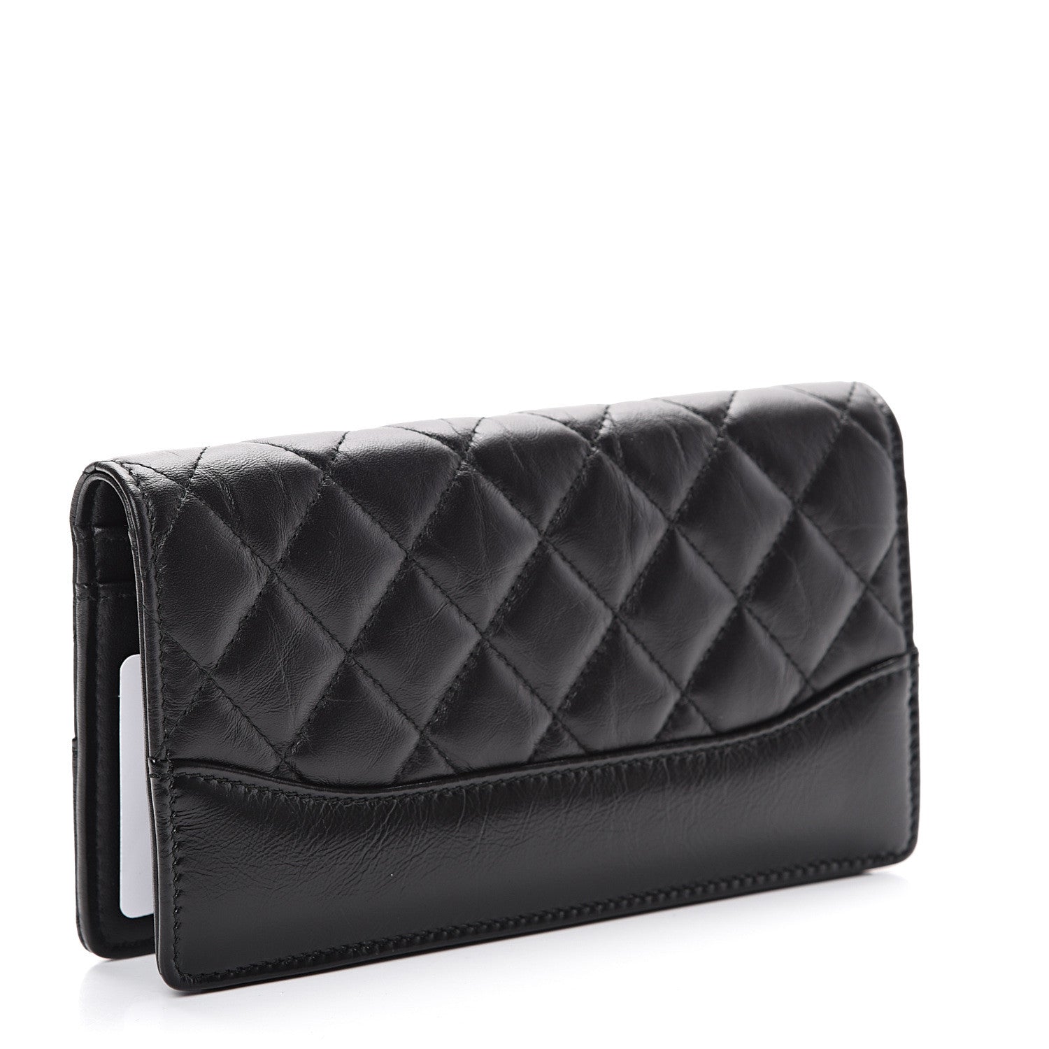 Chanel Aged Calfskin Quilted Gabrielle Yen Wallet Black 2 of 8