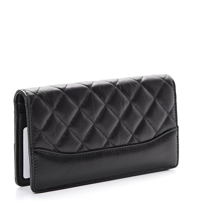 Chanel Aged Calfskin Quilted Gabrielle Yen Wallet Black 2 of 8