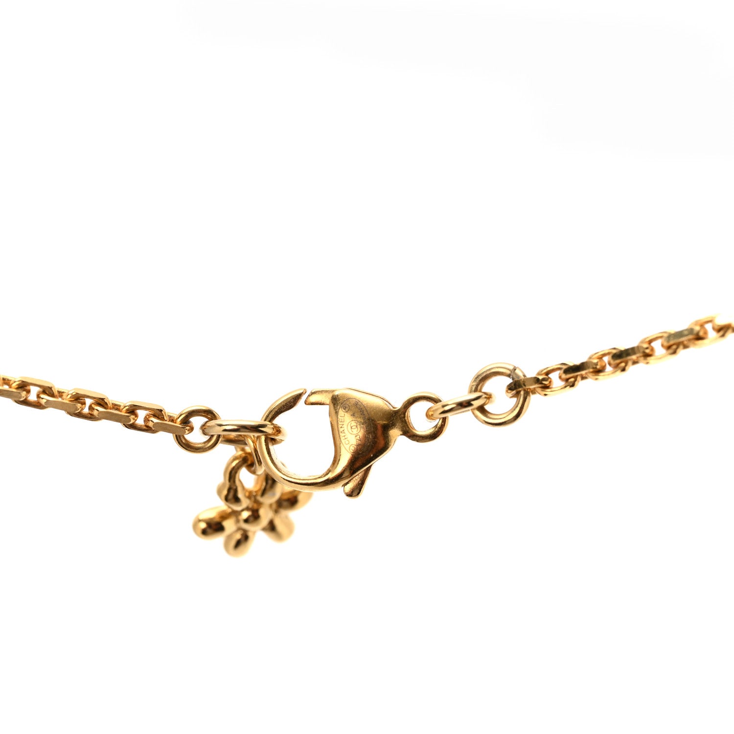Chanel Crystal CC Flower Necklace Gold 5 of 7