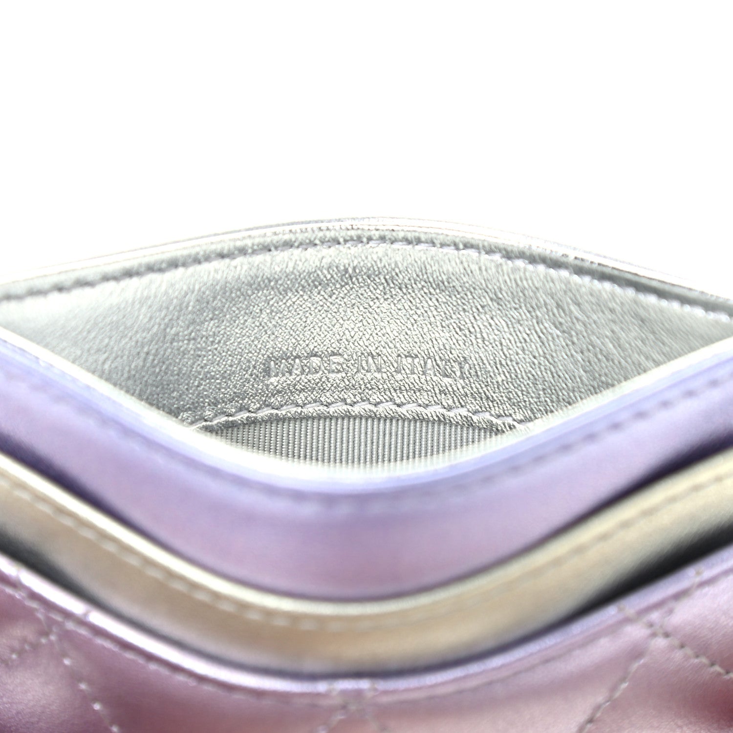 Chanel Gradient Metallic Calfskin Quilted Card Holder Silver Blue Yellow Purple 7 of 8