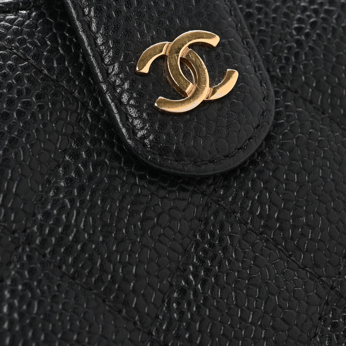 Caviar Quilted CC French Long Wallet Black