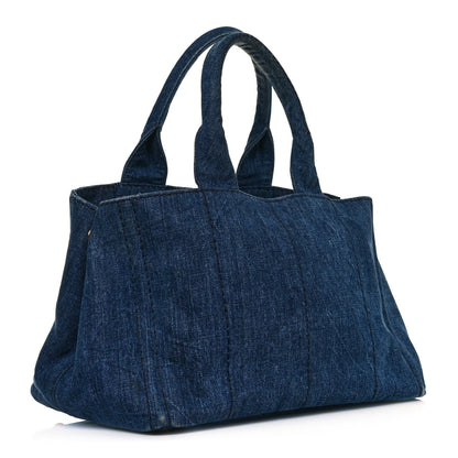 Prada Denim Logo Tote Bleu 2 of 14