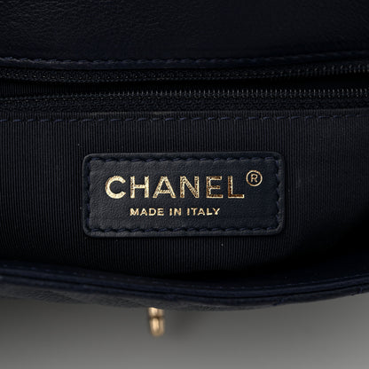 Chanel Calfskin Chevron Quilted Messenger Flap Navy 6 of 11