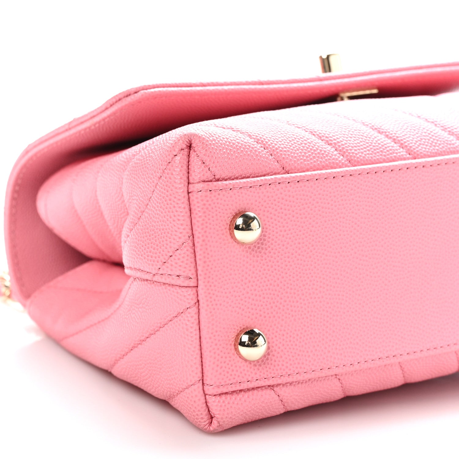 Chanel Caviar Chevron Quilted Mini Coco Handle Flap Pink 9 of 11