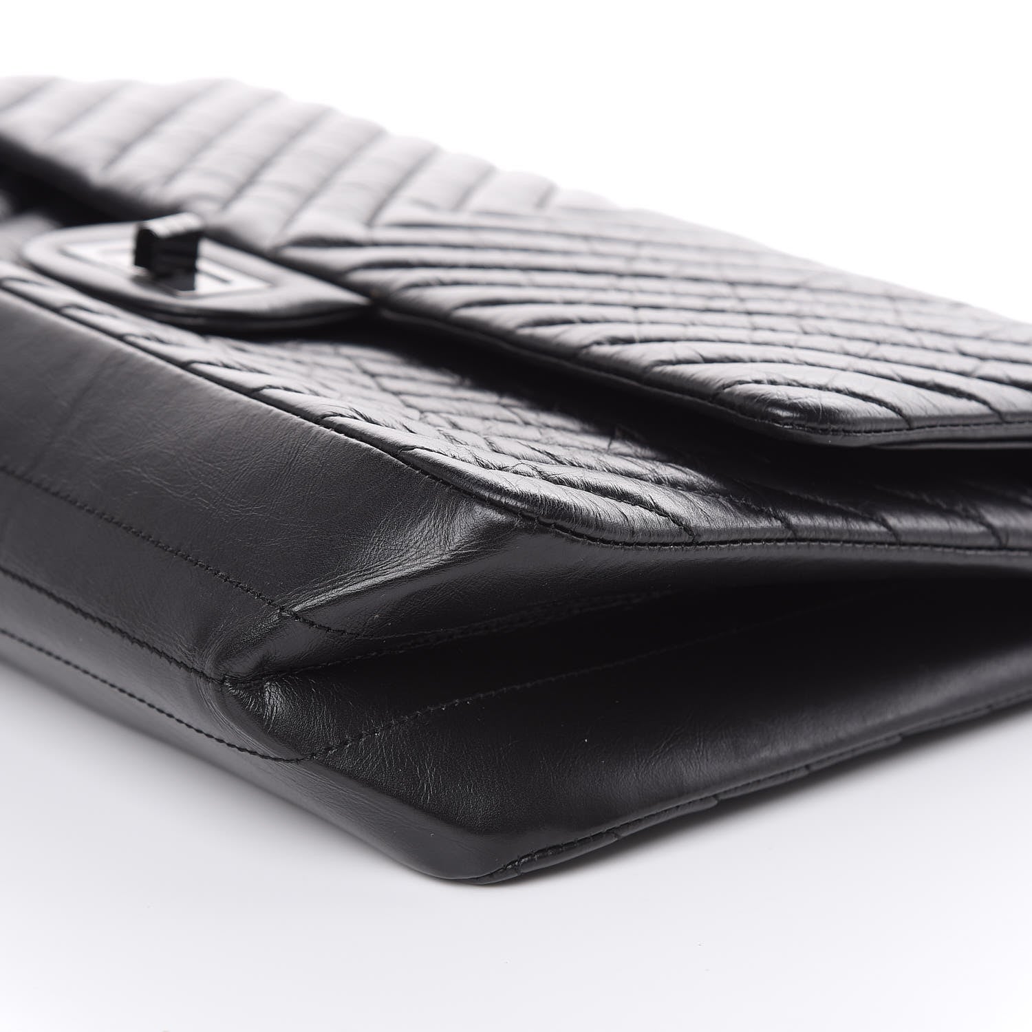 Chanel Aged Calfskin Chevron Quilted 2.55 Reissue 227 Flap So Black 9 of 12