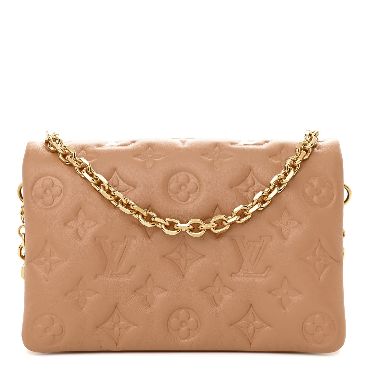 Louis Vuitton Lambskin Embossed Monogram Pochette Coussin Camel 1 of 10