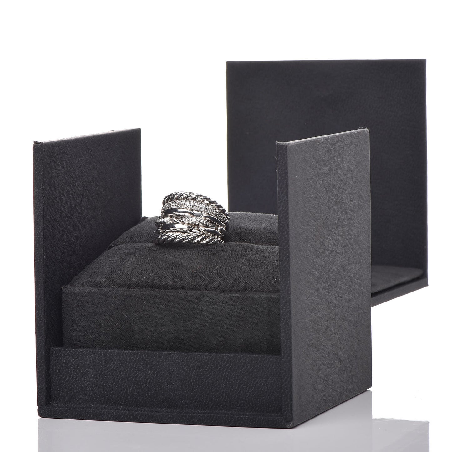 Sterling Silver Diamond Wellesley Four-Row Ring 50 5.5