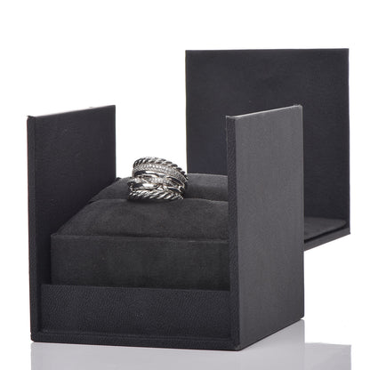 David Yurman Sterling Silver Diamond Wellesley Four-Row Ring 50 5.5 8 of 8