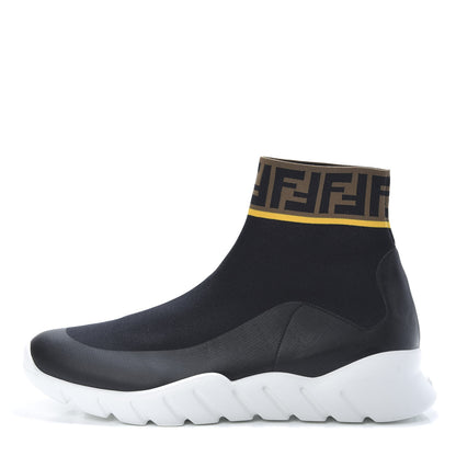 Fendi Jersey FF Mania Mens High Top Sock Sneakers 11 Black Tobacco Yema 1 of 8