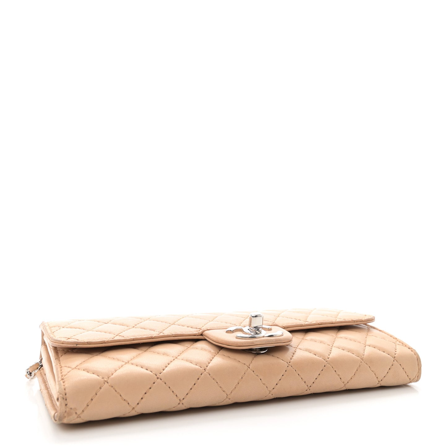 Lambskin Quilted Clutch with Chain Flap Beige