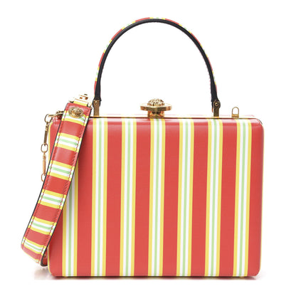 Versace Calfskin Striped Short Handle Bag Rosso 1 of 10