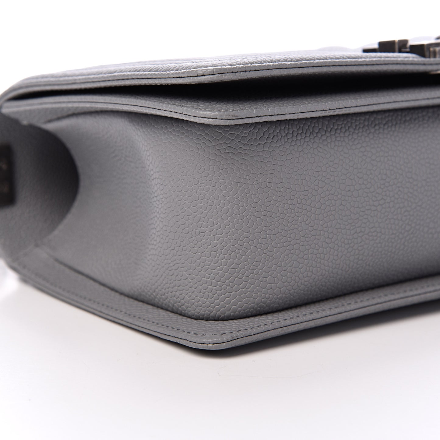 Caviar Chevron Quilted Medium Boy Flap Dark Grey