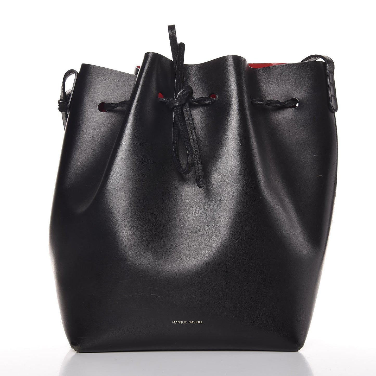 Vegetable Tanned Calfskin Bucket Bag Black Flamma