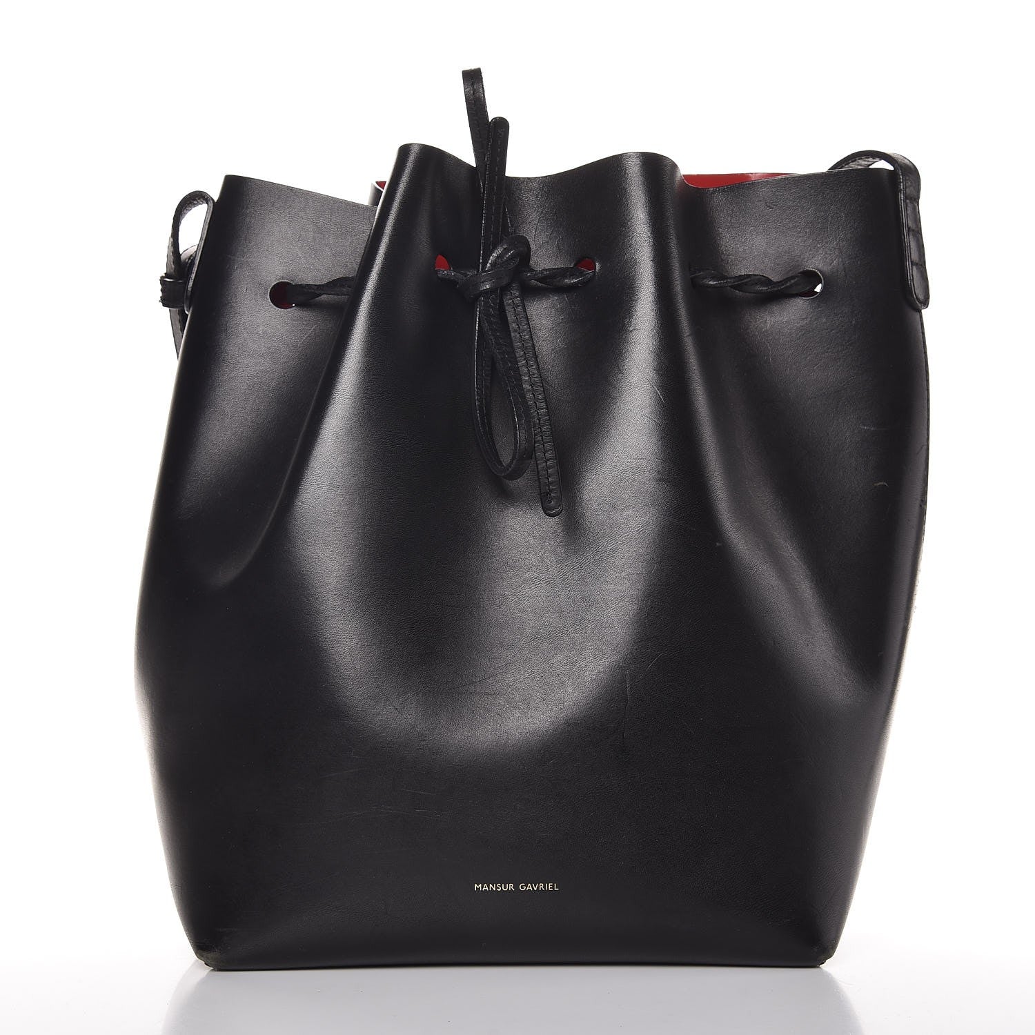 Mansur Gavriel Vegetable Tanned Calfskin Bucket Bag Black Flamma 3 of 13