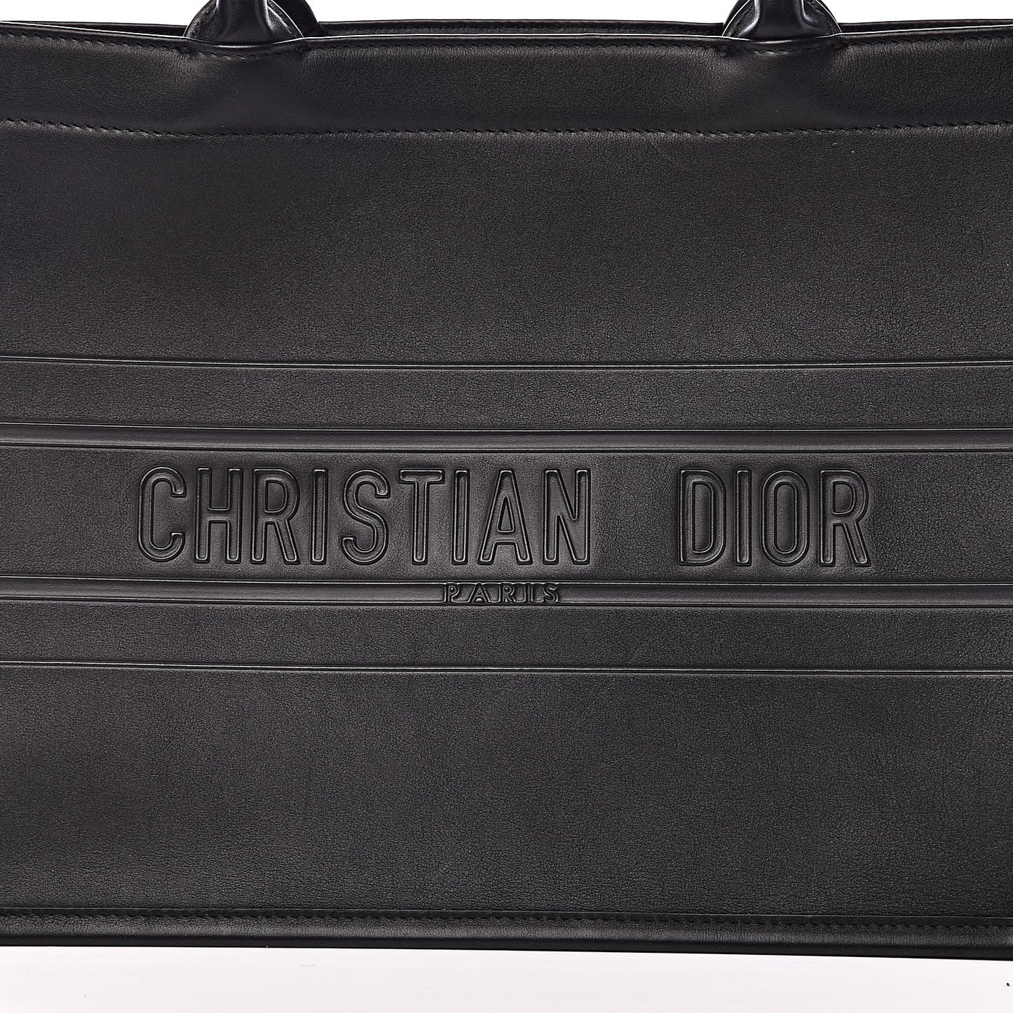 Calfskin Embossed Medium Book Tote Black
