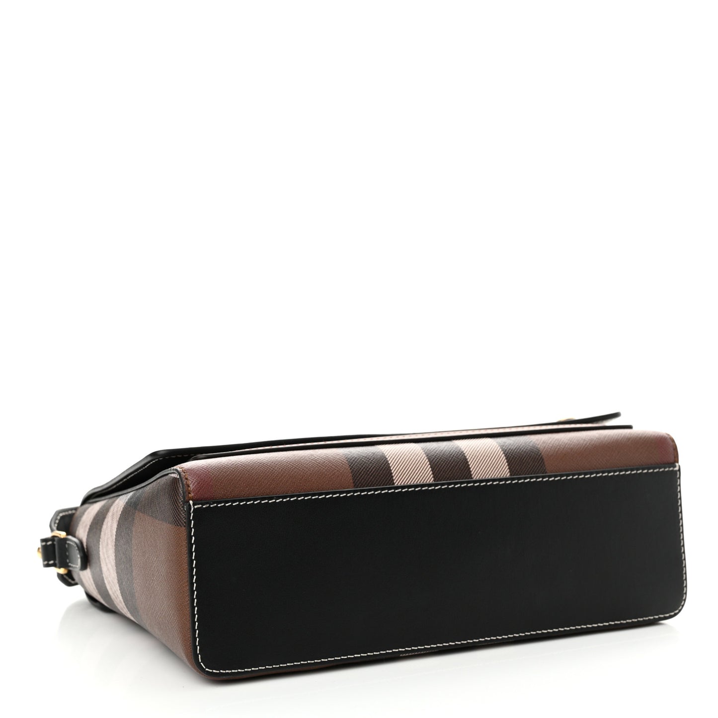 Calfskin Giant Check E-Canvas Note Crossbody Bag Dark Birch Brown