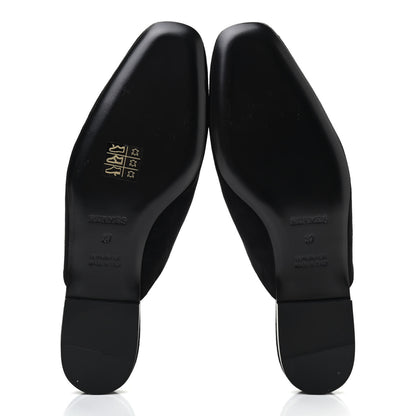 Hermes Suede Goatskin Declic Mules 37 Black 5 of 8