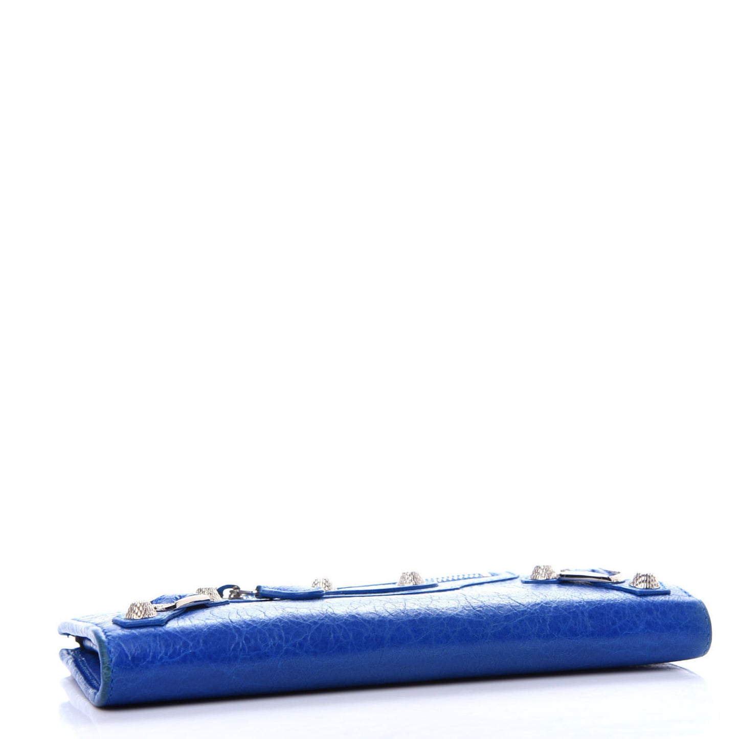 Agneau Giant 12 Silver Hardware Continental Zip Around Wallet Bleu Lazuli