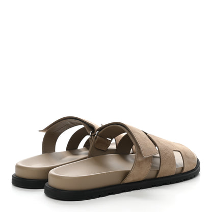 Hermes Suede Goatskin Mens Chypre Sandals 44 Vert Army 4 of 10