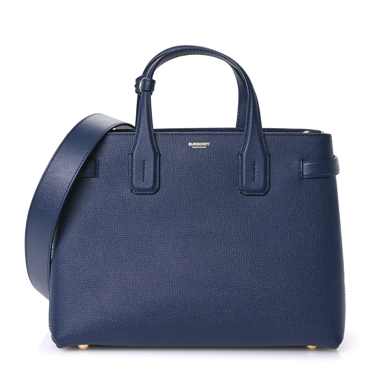 Burberry Derby Calfskin Vintage Check Medium Banner Tote Regency Blue 1 of 12