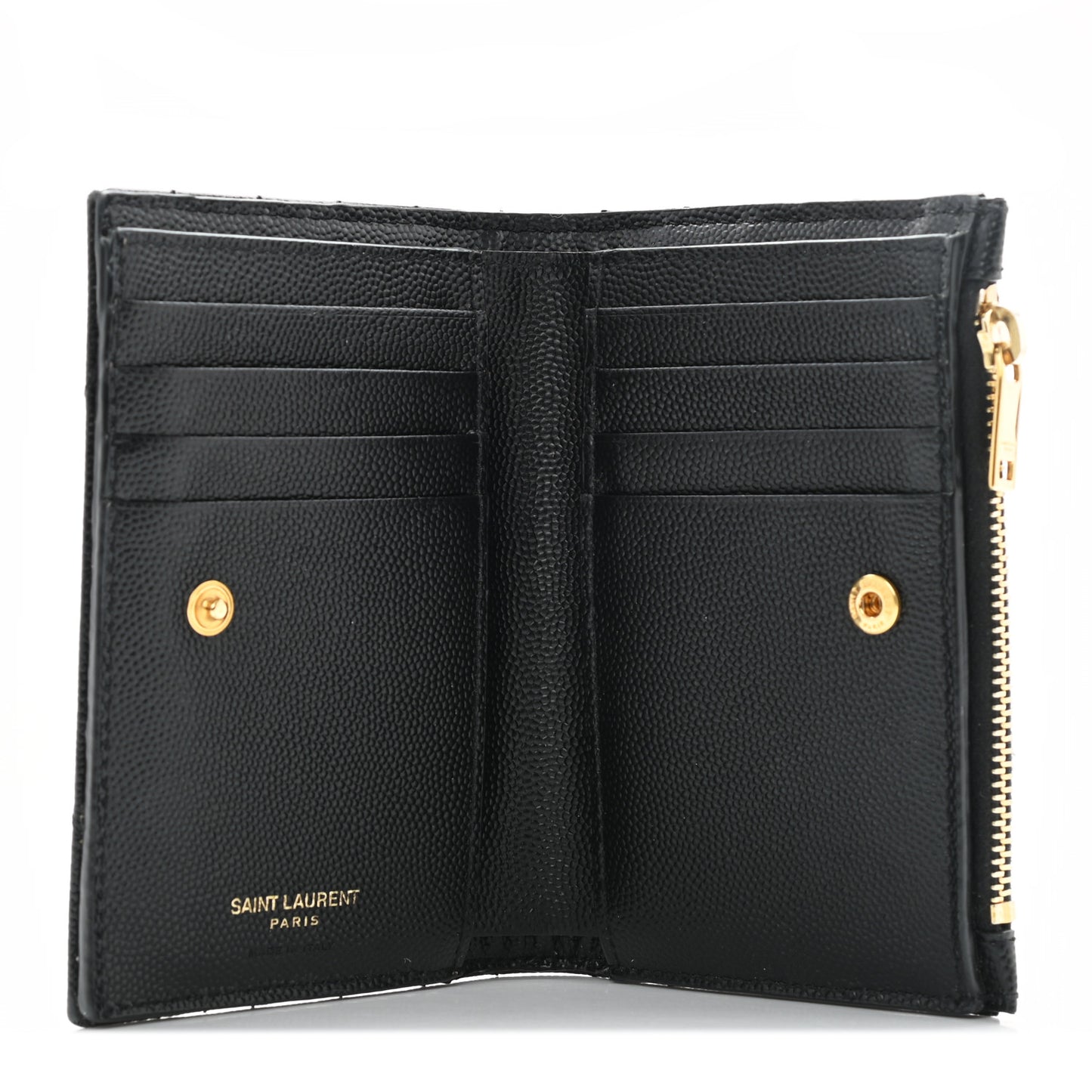 Grain De Poudre Matelasse Chevron Monogram Zipped Two-Part Wallet Black