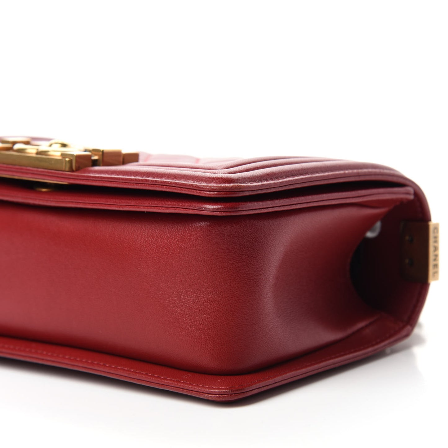 Lambskin Quilted Small Boy Flap Dark Red