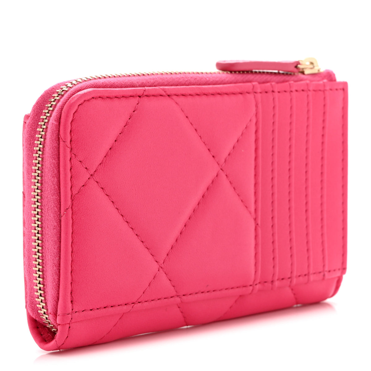 Chanel Lambskin Quilted Chanel 19 Zip Card Holder Pink 3 of 10
