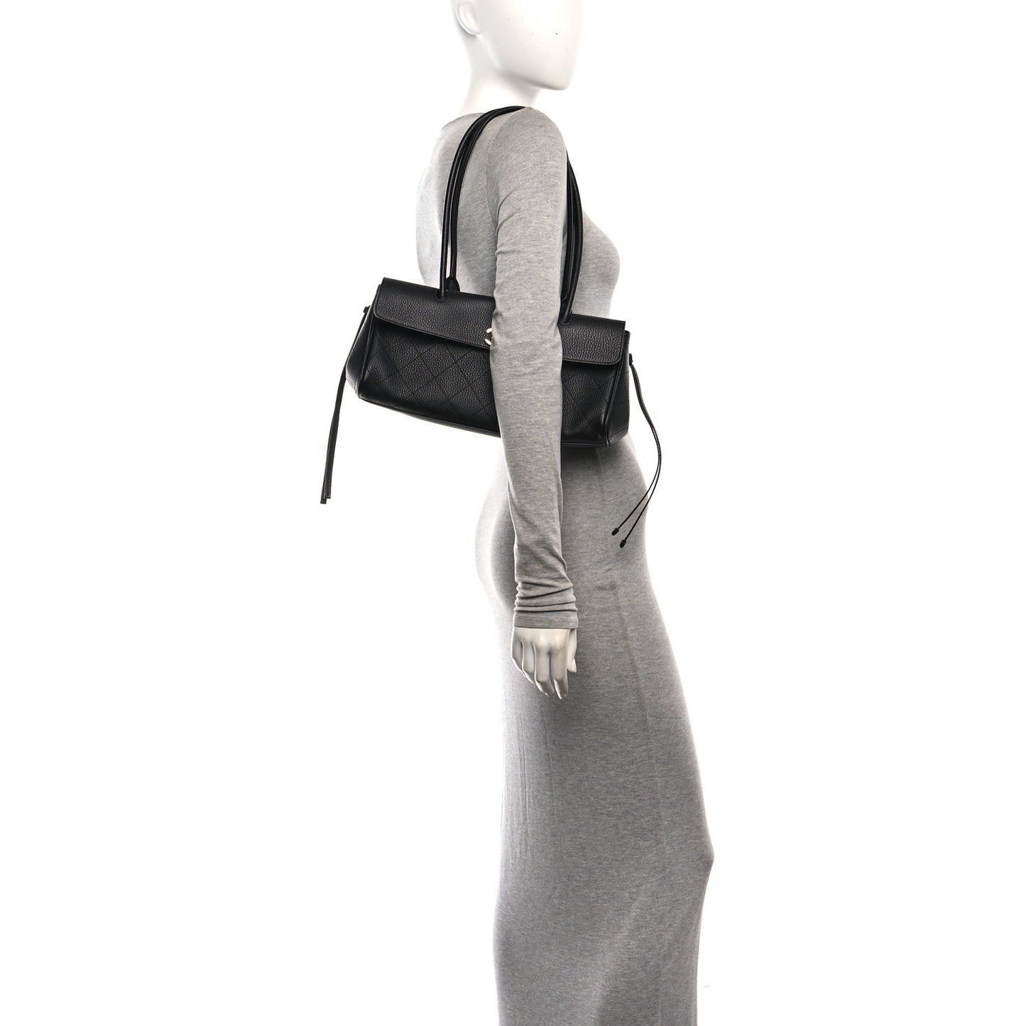 Grained Calfskin Urban Essentials Small Shopping Bag Black