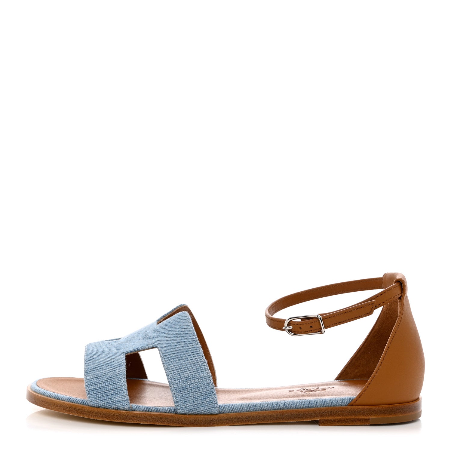 Hermes Denim Santorini Sandals 38 Bleu Clair 1 of 9