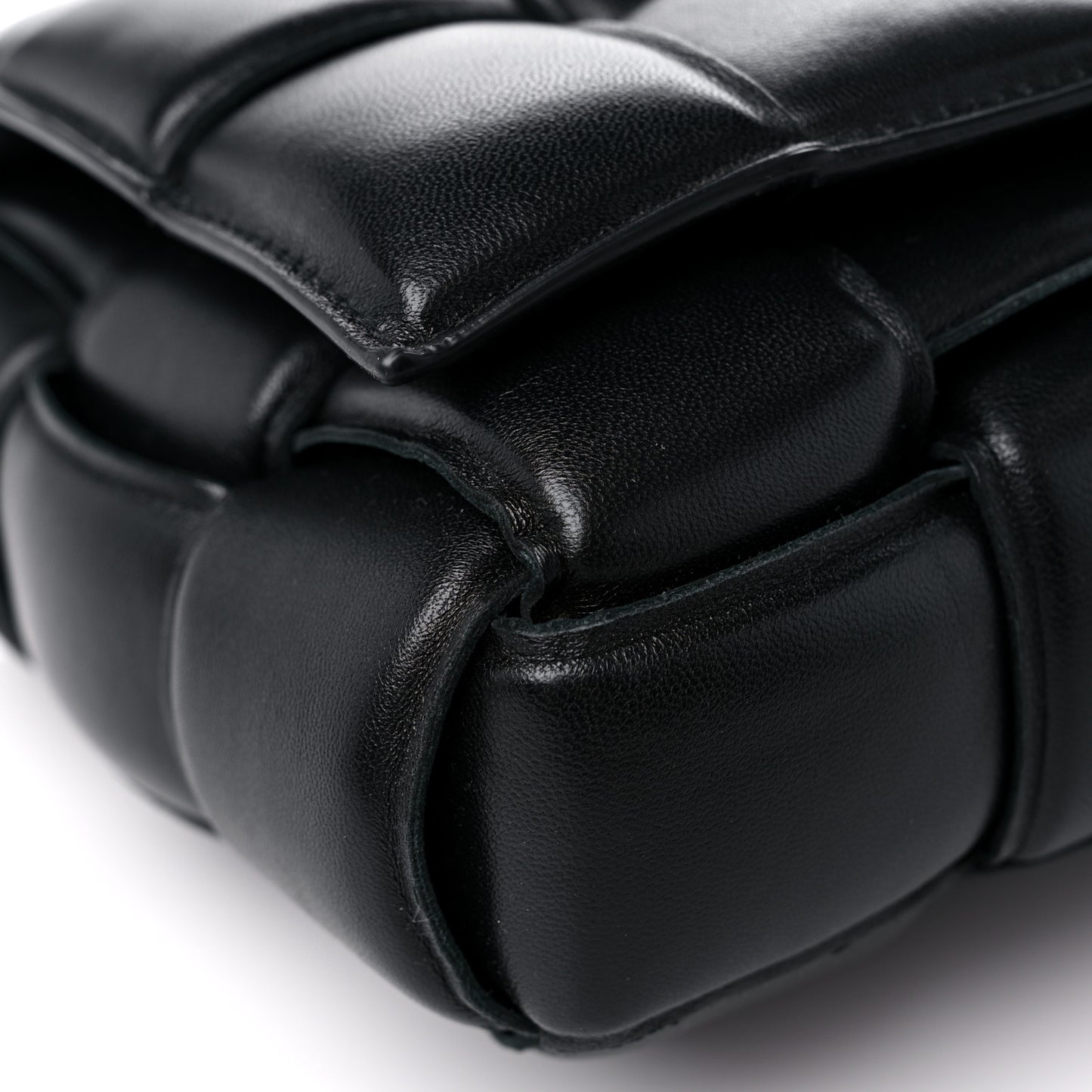 Lambskin Maxi Intreccio Padded Chain Cassette Crossbody Bag Black