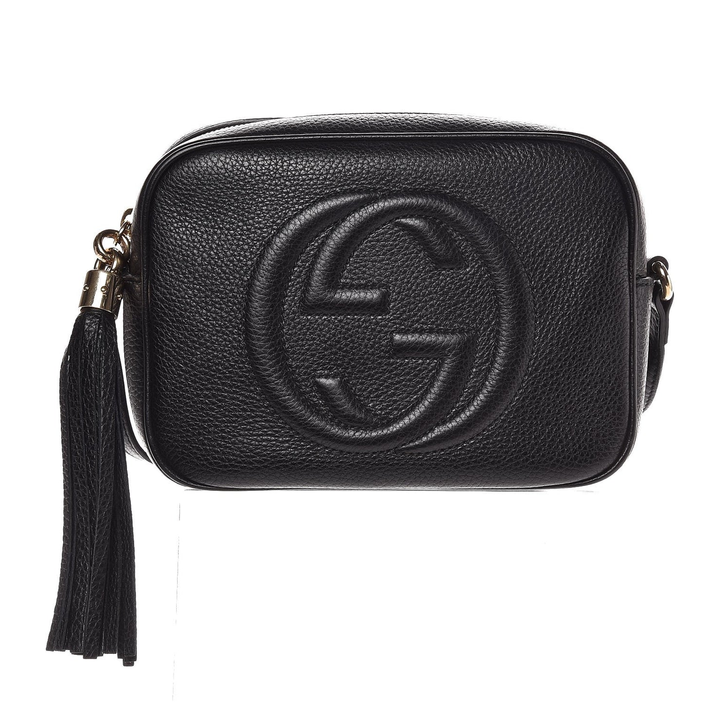 Pebbled Calfskin Small Soho Disco Bag Black