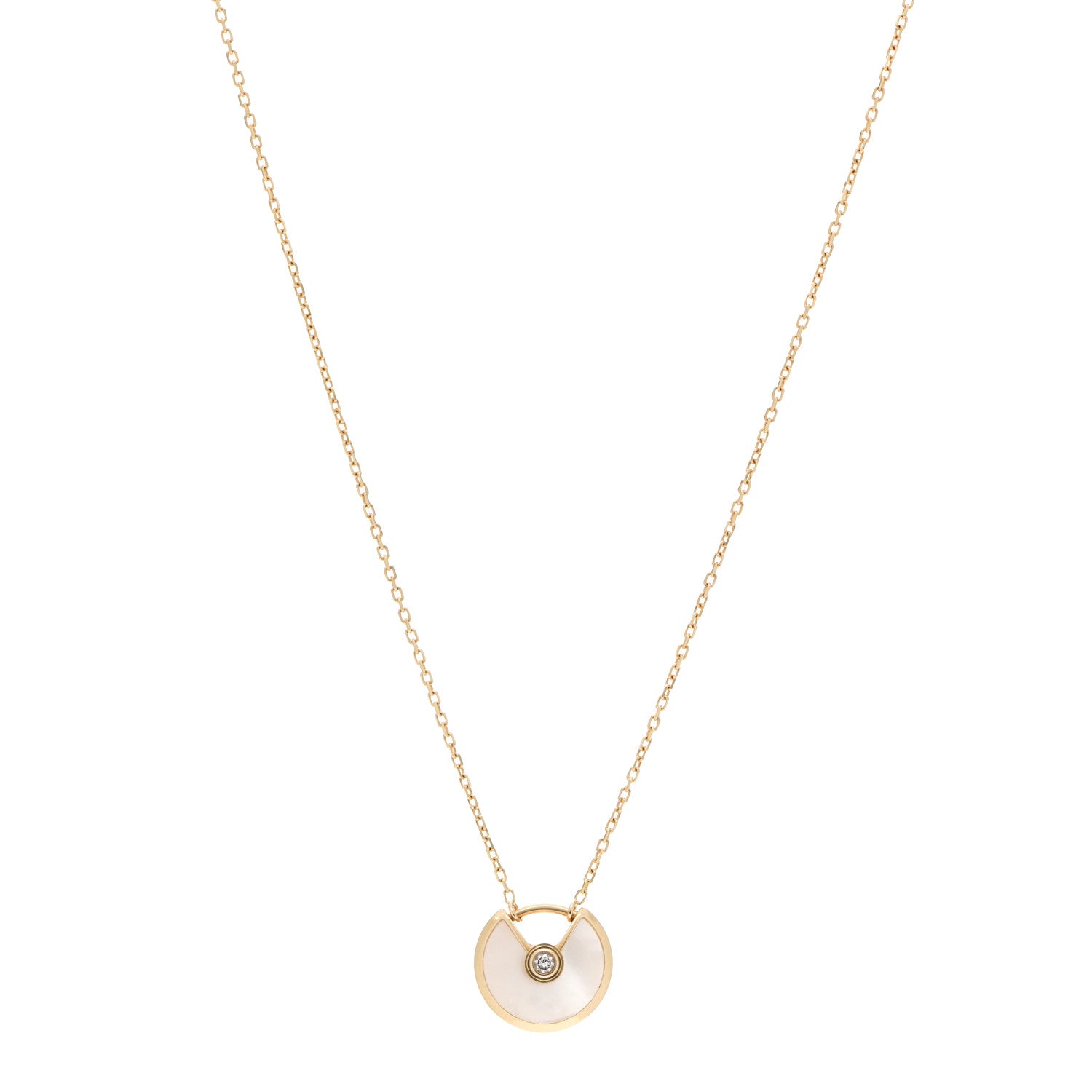Cartier 18K Yellow Gold Diamond Mother of Pearl XS Amulette de Cartier Pendant Necklace 1 of 6