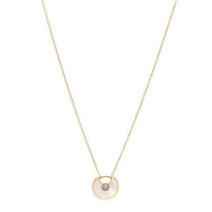 Cartier 18K Yellow Gold Diamond Mother of Pearl XS Amulette de Cartier Pendant Necklace 1 of 6