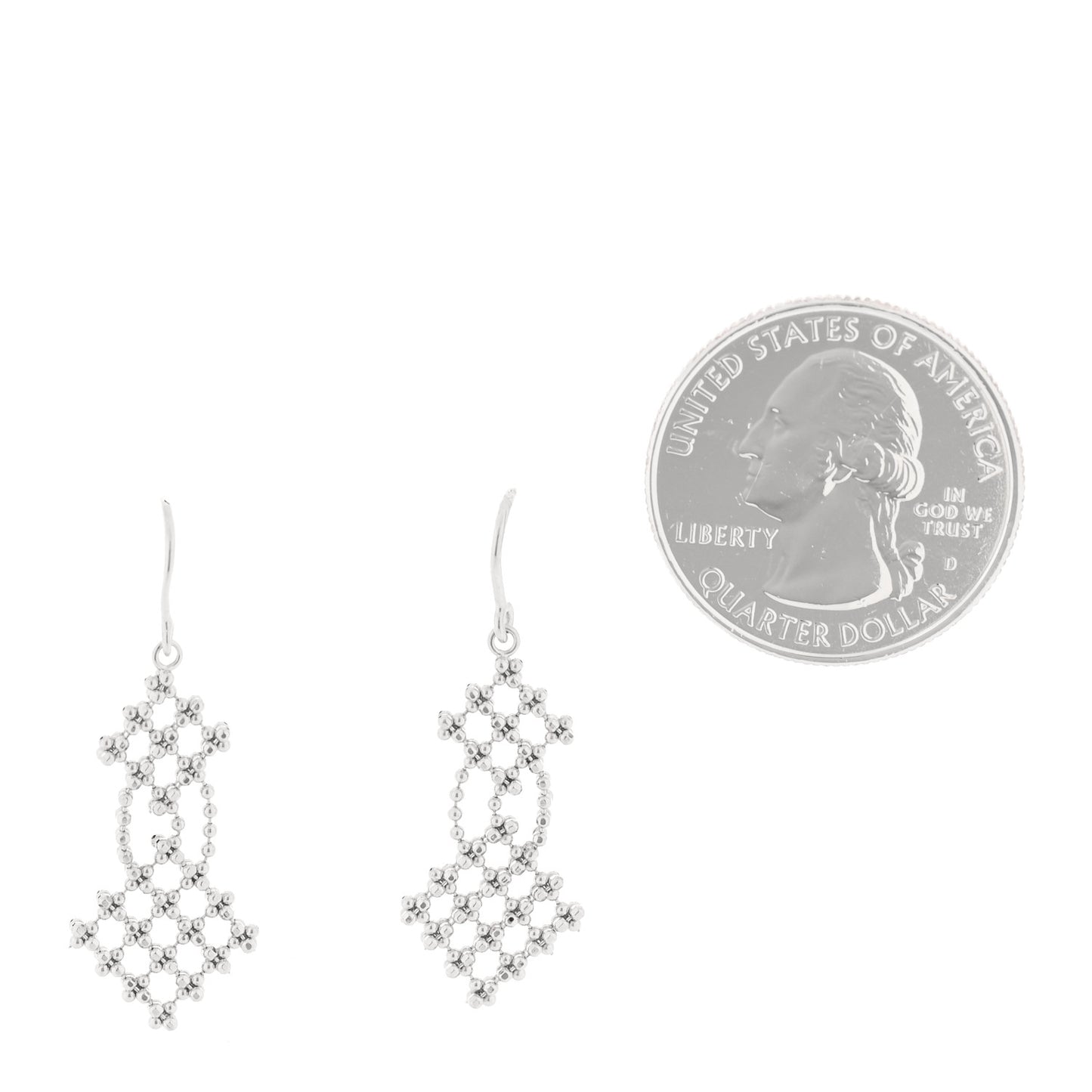 18K White Gold Fringe Bead Drop Earrings