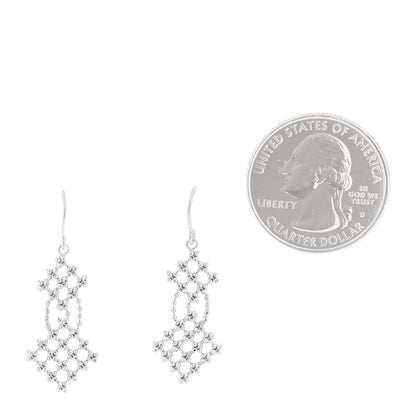 Tiffany 18K White Gold Fringe Bead Drop Earrings 2 of 4