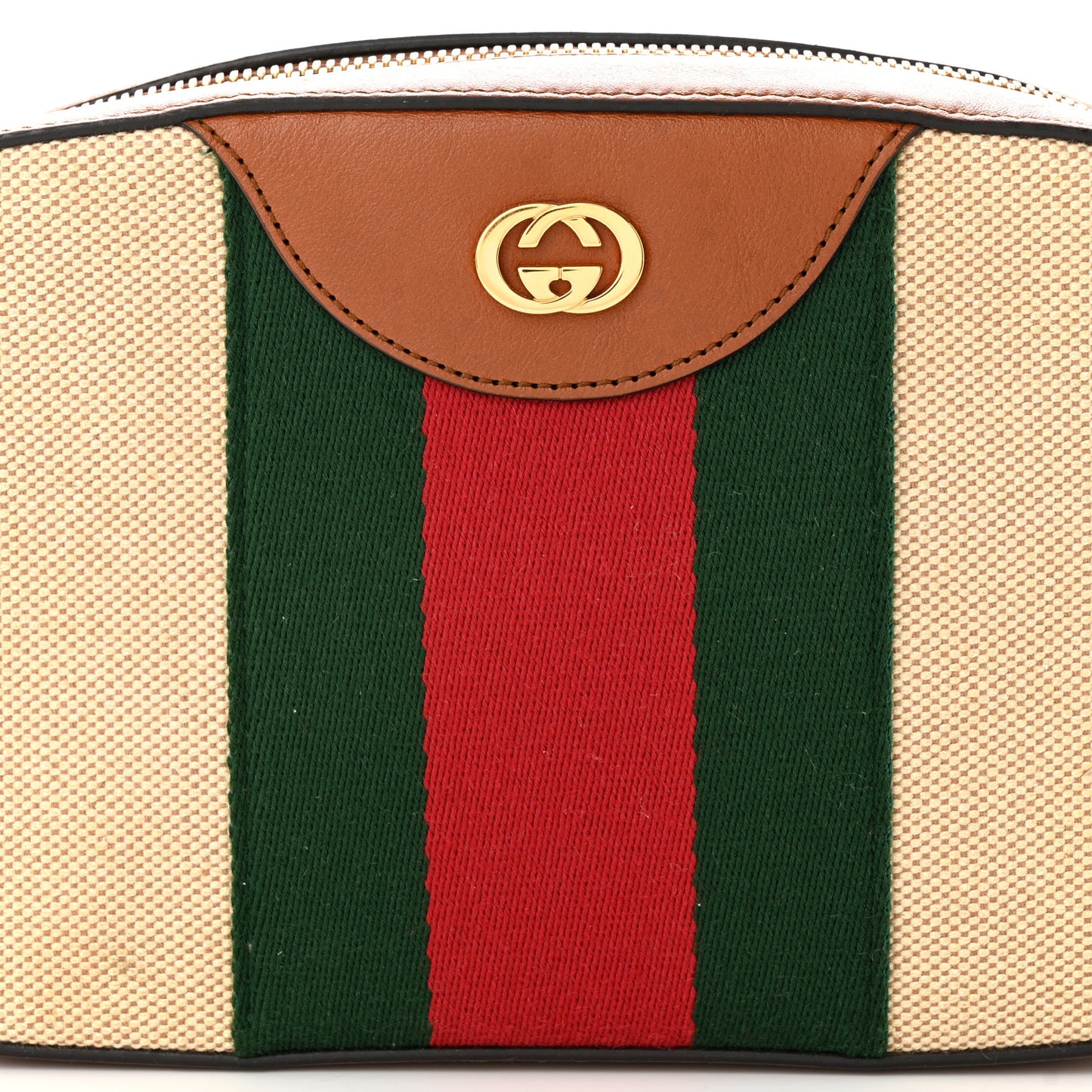 Vintage Canvas Web Shoulder Bag Sand Cuir