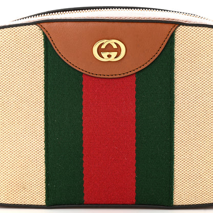 Gucci Vintage Canvas Web Shoulder Bag Sand Cuir 8 of 10