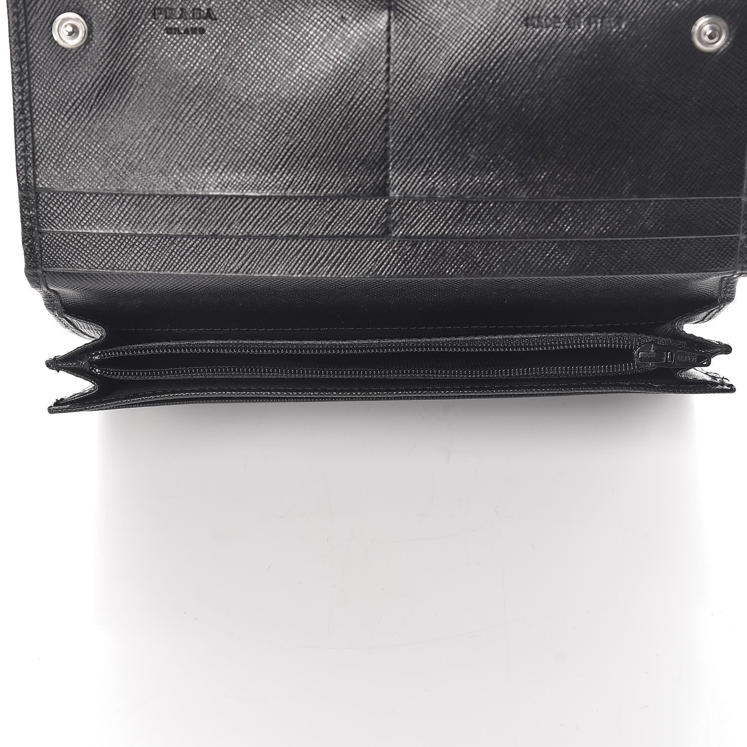 Prada Saffiano Triangle Continental Flap Wallet Black 5 of 12