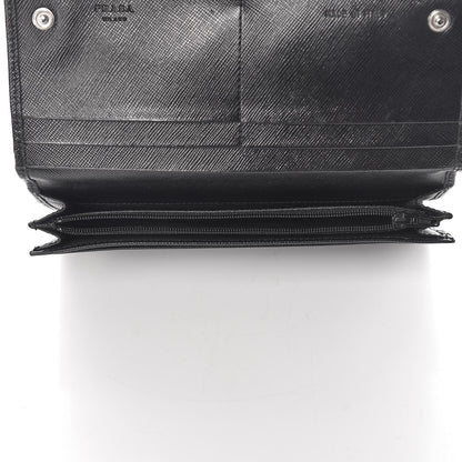 Prada Saffiano Triangle Continental Flap Wallet Black 5 of 12