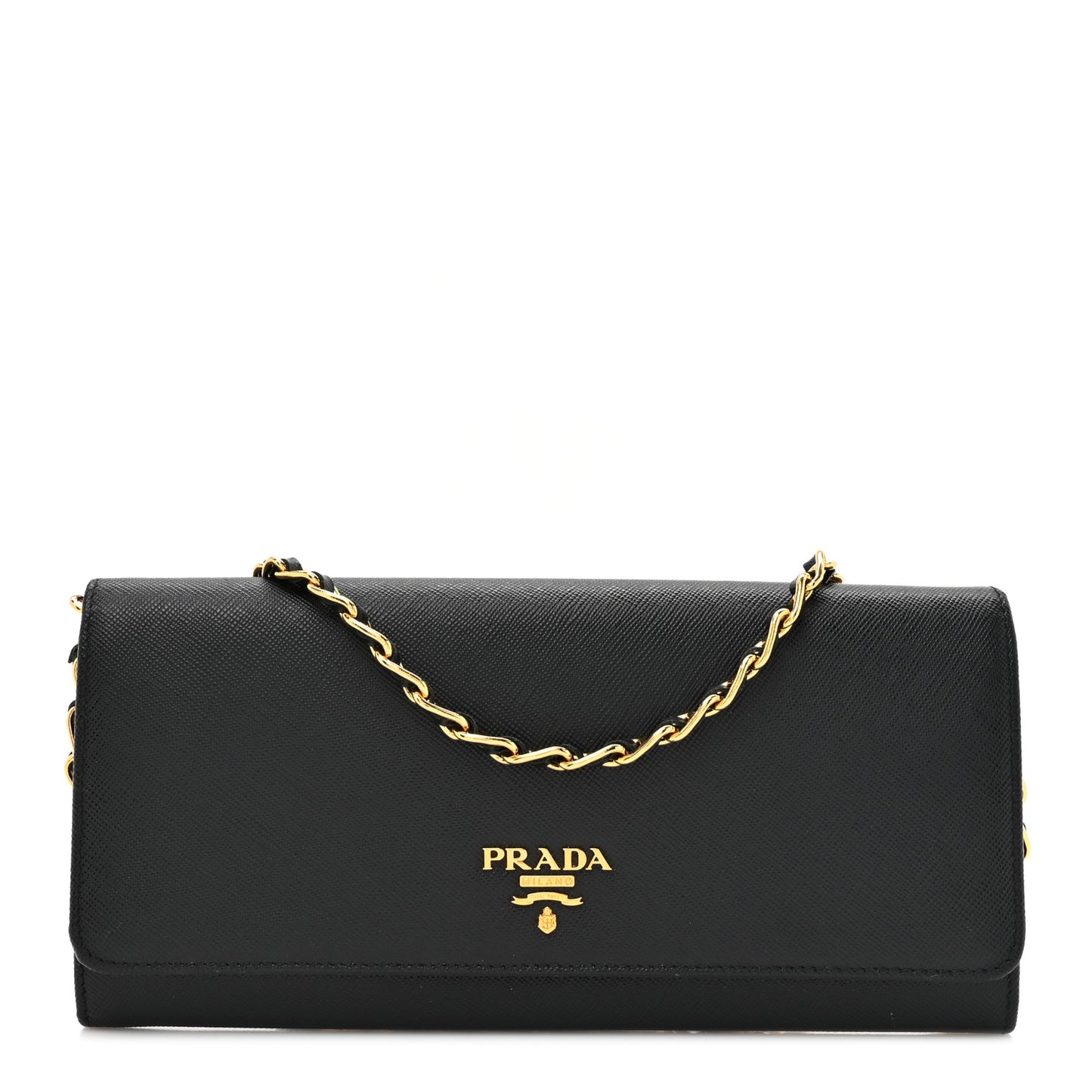 Saffiano Metal Oro Chain Wallet Black