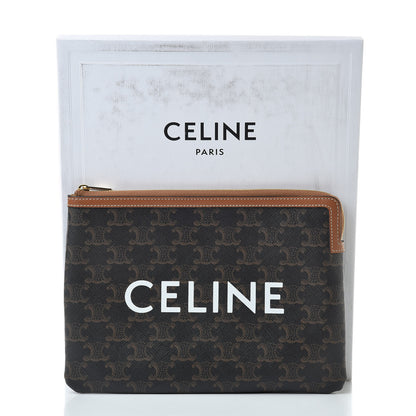 Celine Triomphe Canvas Lambskin Small Pouch Tan 8 of 8
