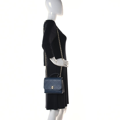Chanel Calfskin Quilted Small Double Pocket Top Handle Flap Blue 2 of 16