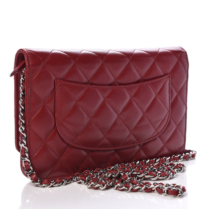 Chanel Lambskin Quilted Wallet On Chain WOC Red 3 of 11