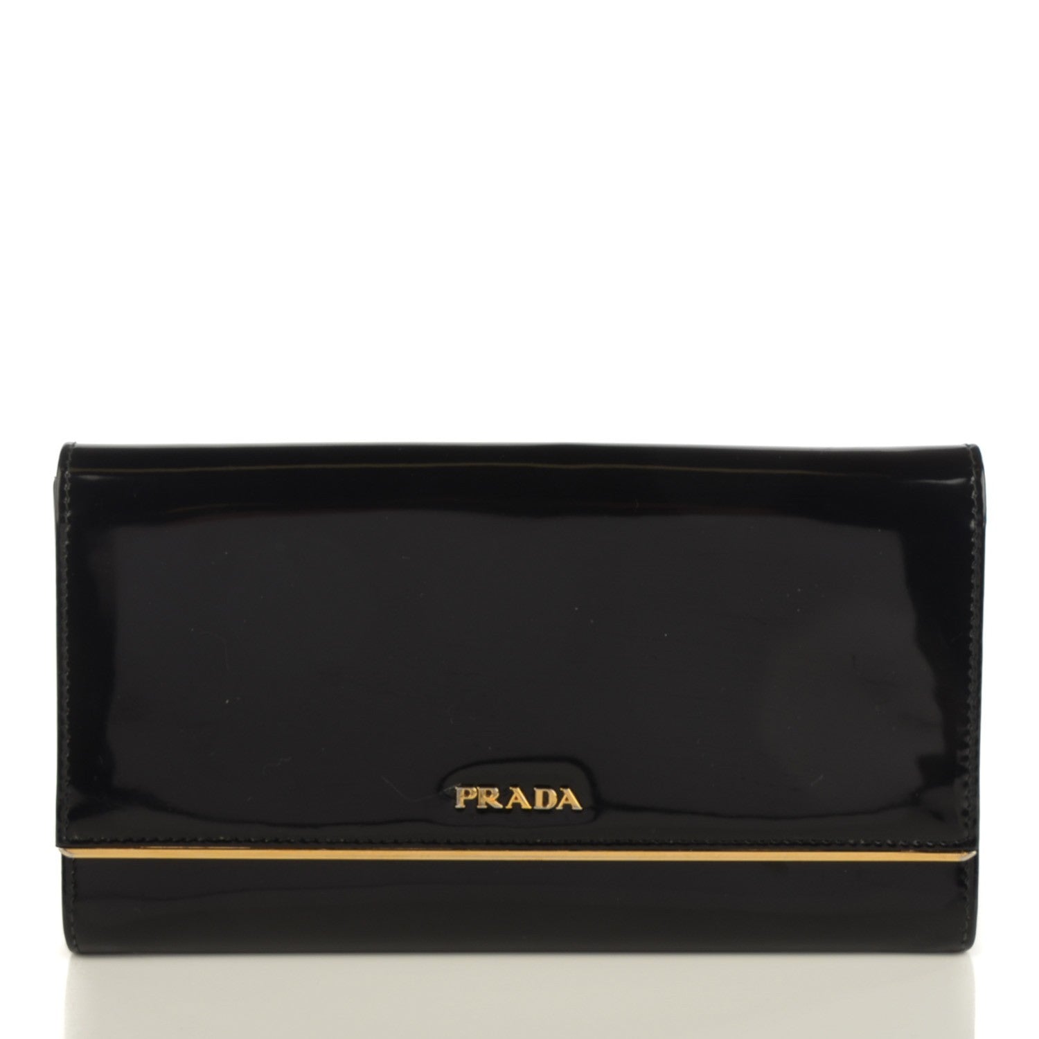 Prada Spazzolato Metal Bar Flap Wallet Nero Black 1 of 7
